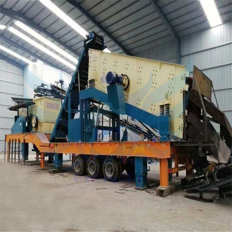 轮胎式移动建筑垃圾处理破碎机生产线大型矿山移动石料制砂站