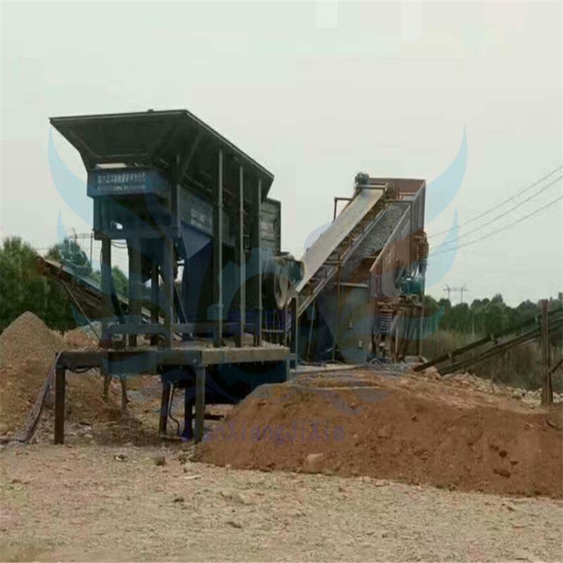 轮胎式移动建筑垃圾处理破碎机生产线大型矿山移动石料制砂站