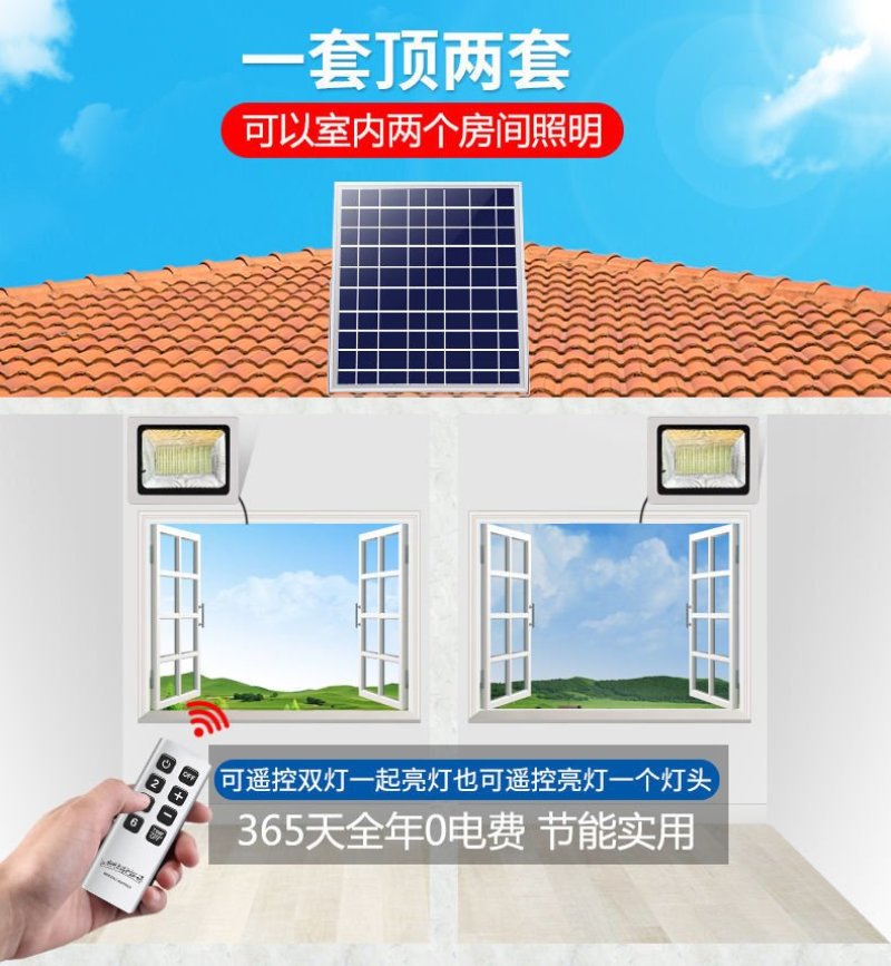 一拖二太阳能灯〈包邮〉太阳能灯led户外电灯照明家用一拖