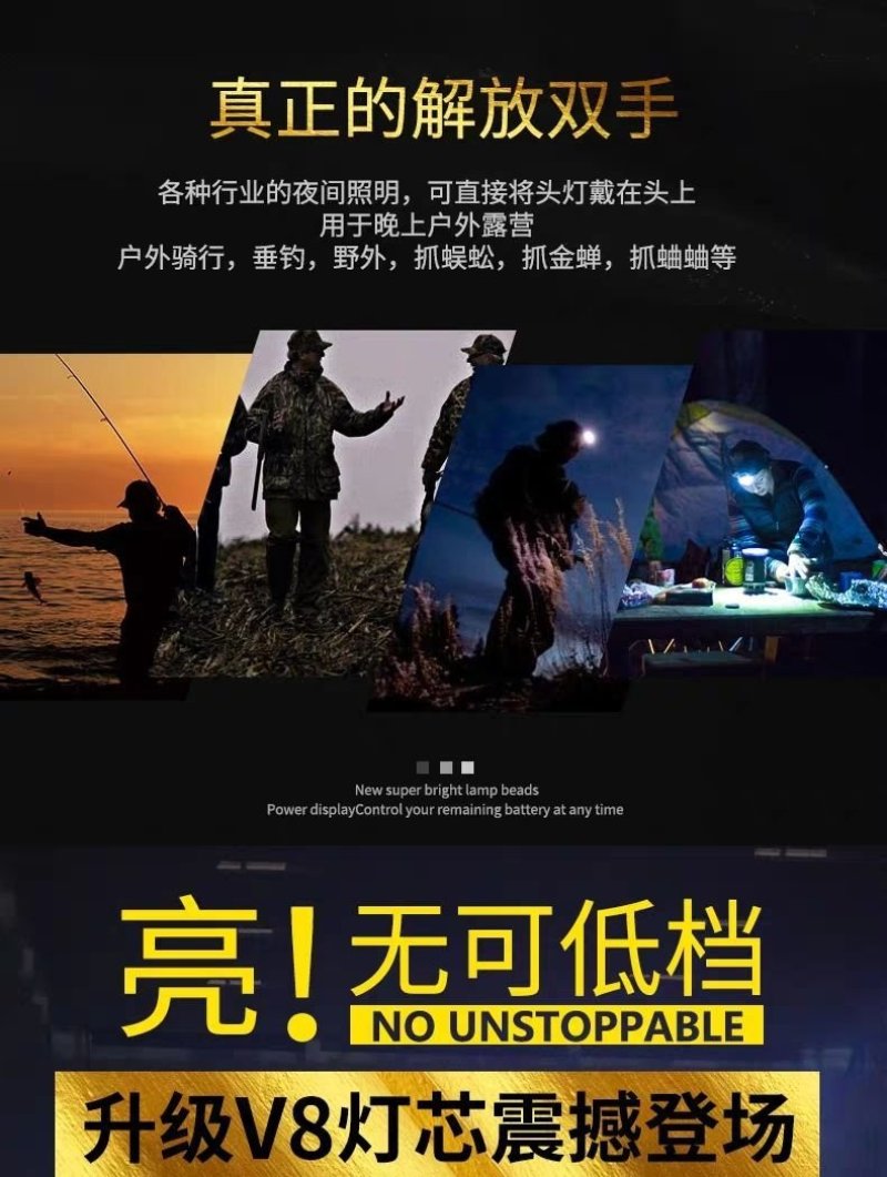 （包邮）头灯强光充电超亮头戴式手电筒户外疝气远射家用矿工