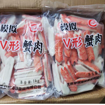 冷冻V型蟹柳进口V型蟹棒刺身料理蟹肉棒火炙蟹棒10包