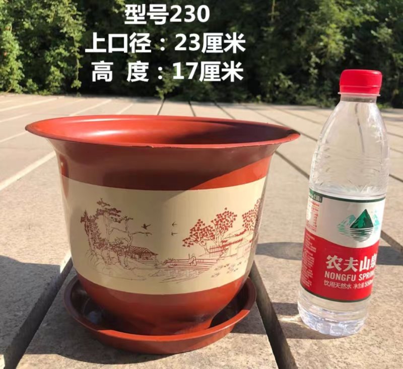 【花盆发货包邮【加厚耐用型】塑料仿陶瓷树脂花盆山水字画