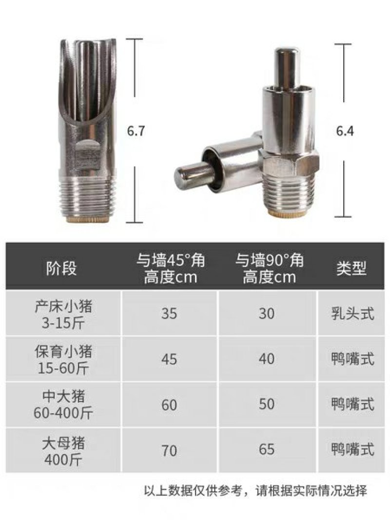 猪用饮水器猪水嘴304不锈钢加厚猪喝水嘴养猪场养殖设