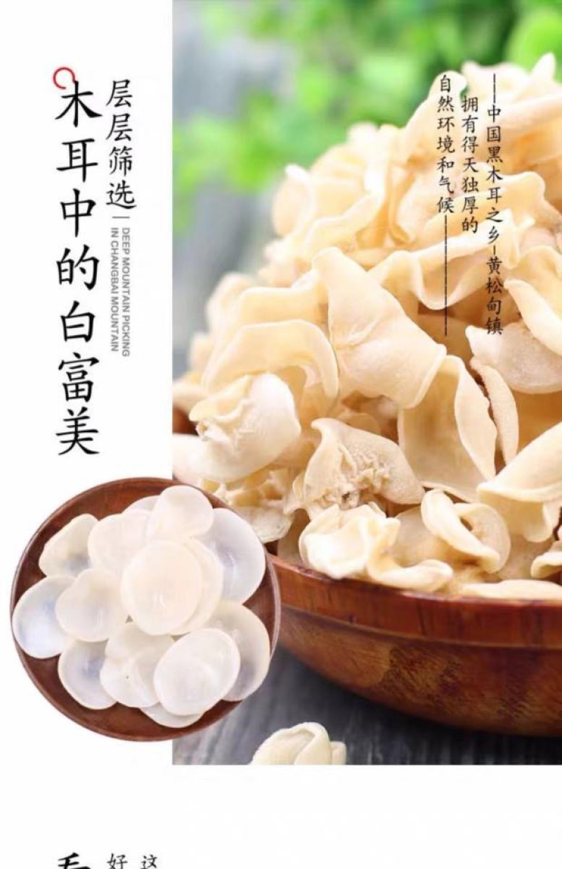 白木耳干货长白山精选白玉耳白云耳玉木耳口感脆嫩营养丰富