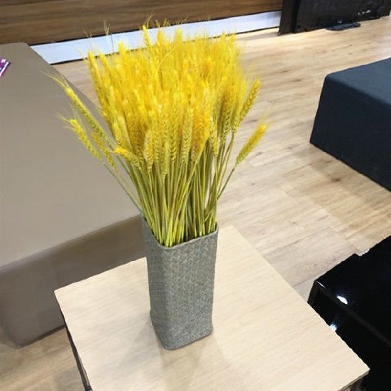 天然黄金麦穗干花家庭客厅简约玻璃花瓶装饰摆件插花招财