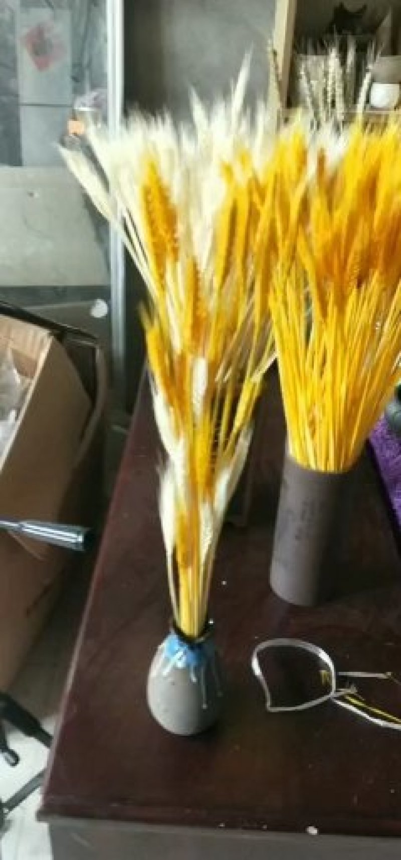 天然黄金麦穗干花家庭客厅简约玻璃花瓶装饰摆件插花招财