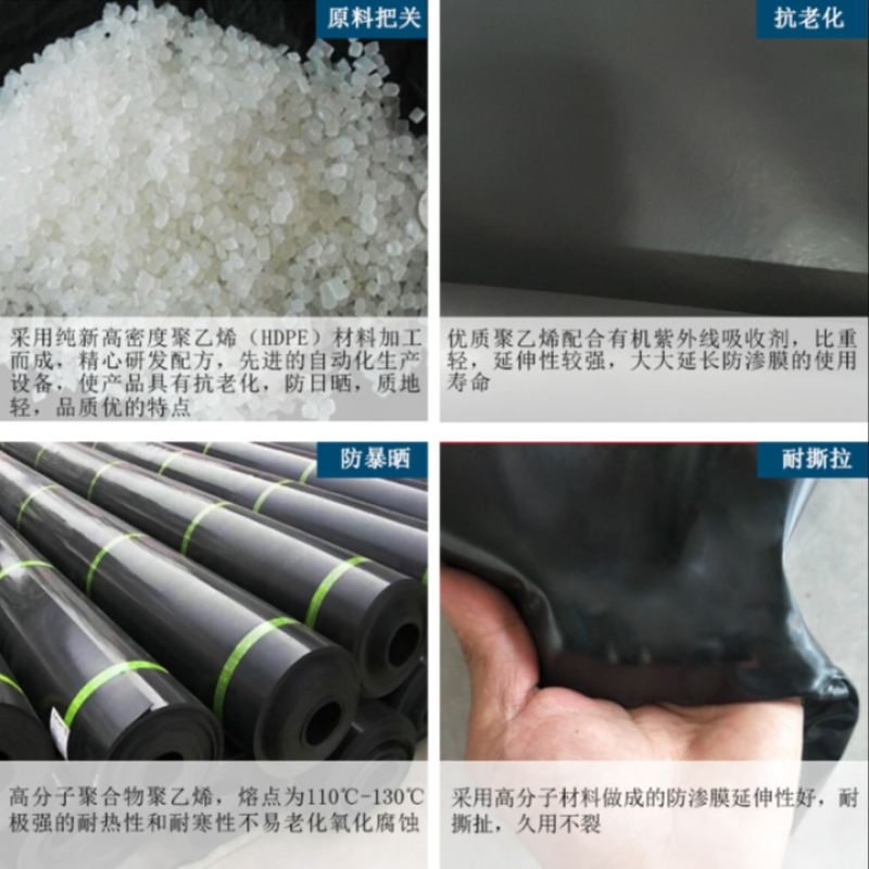 鱼塘防渗膜黑色塑料薄膜鱼池膜池塘藕池护坡防水布专用土工膜