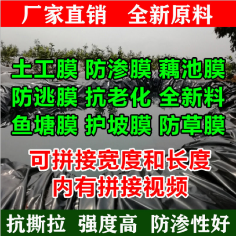 鱼塘防渗膜黑色塑料薄膜鱼池膜池塘藕池护坡防水布专用土工膜