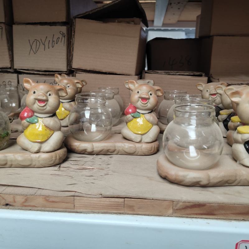 水培花瓶玻璃透明创意家居装饰品小和尚摆件绿萝插花花盆陶瓷