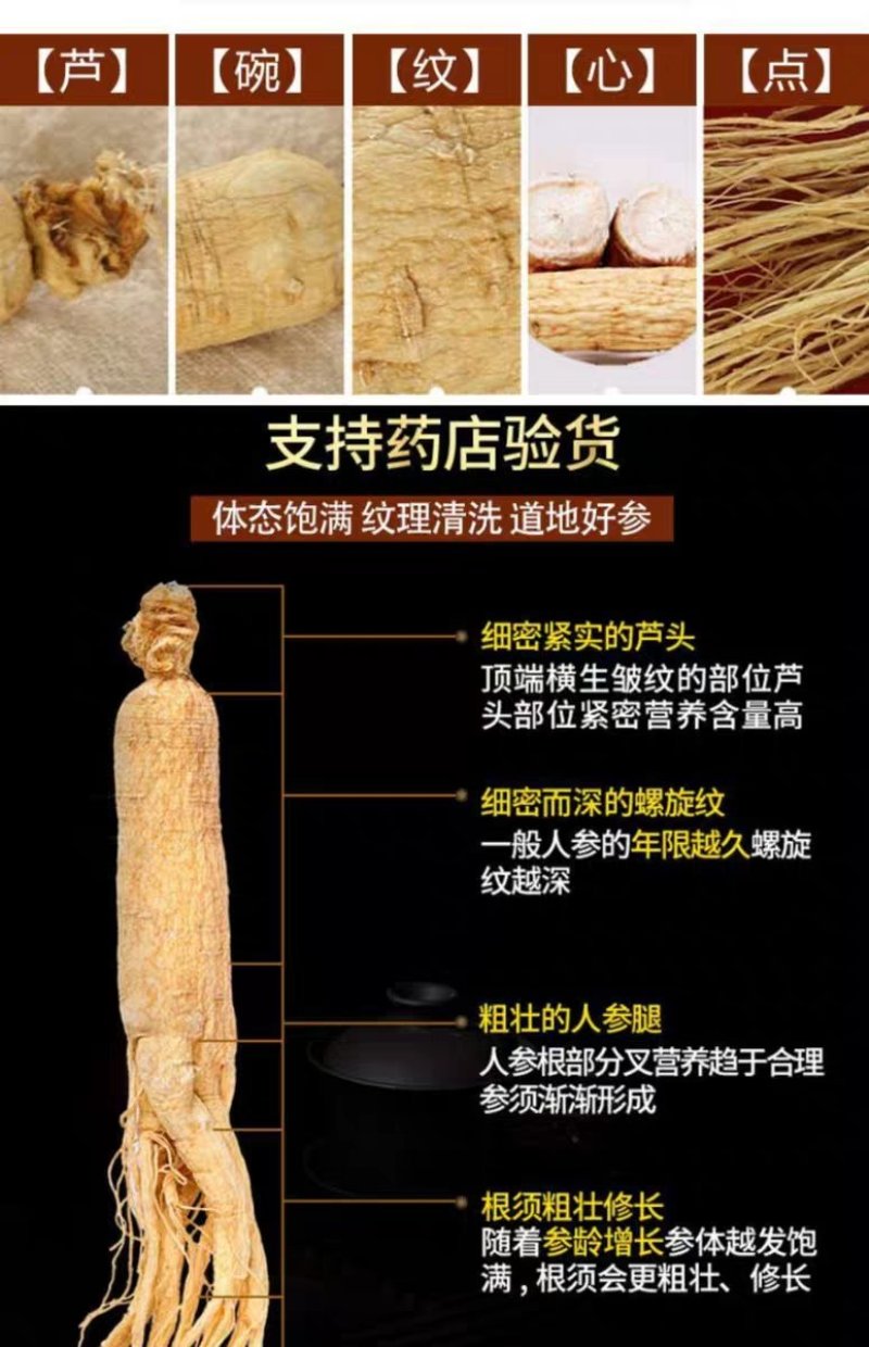 长白山人参白参生晒参棒槌产地直发一手货源高品质
