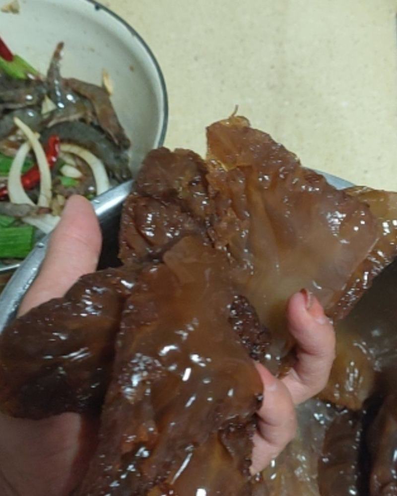 海蜇头【大】【俗称手指蜇】纯朝鲜蜇.口感特脆大红蜇头