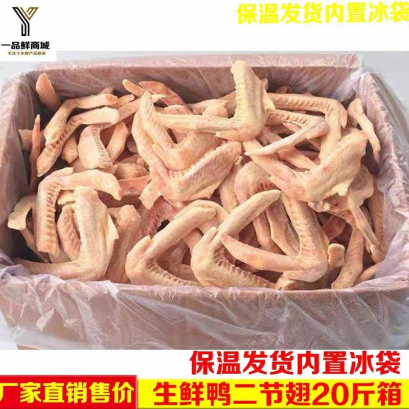 冷冻生鲜二节翅鸭翅膀干净无毛20斤/箱约190个左右