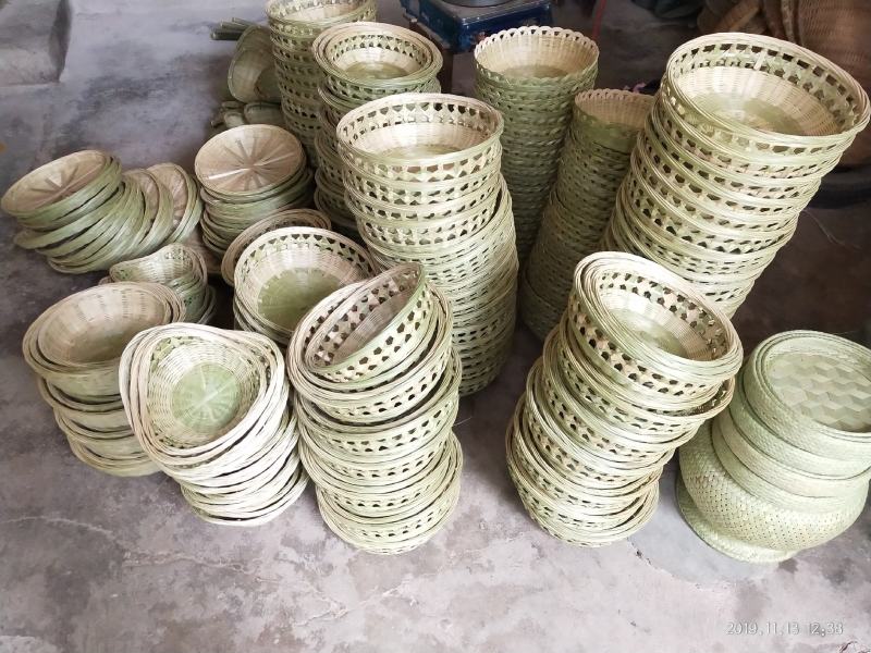 纯手工竹编工艺品水果篮酒店家用点心篮馒头包子收纳筐
