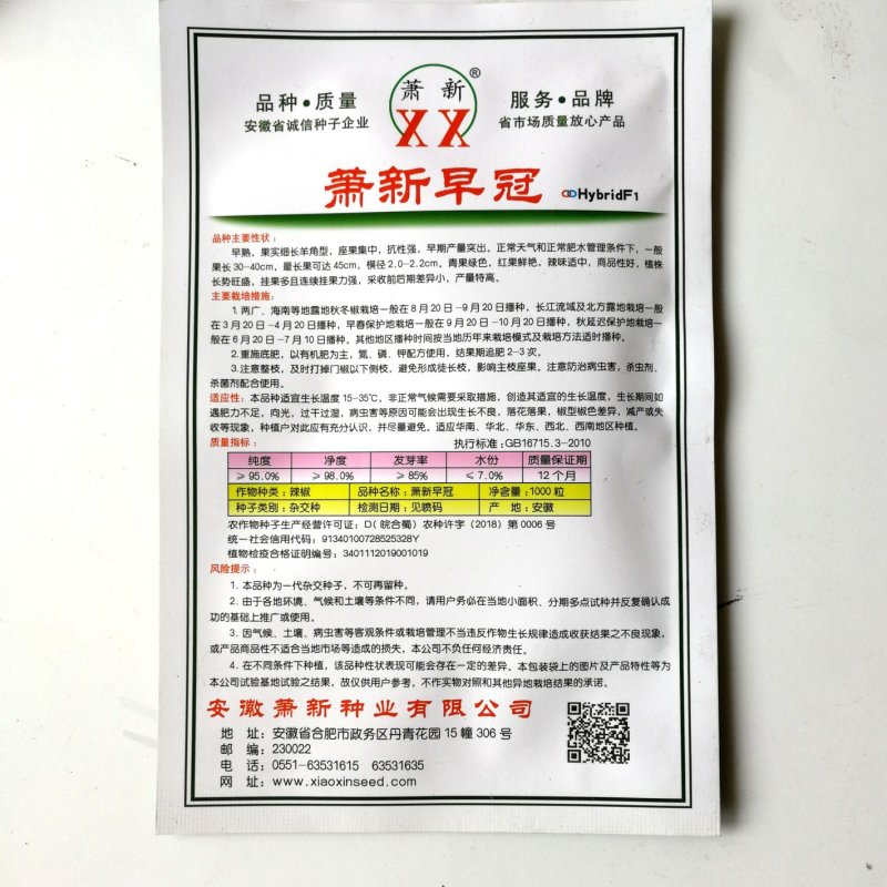 萧新早冠辣椒种子早熟果实细长羊角型