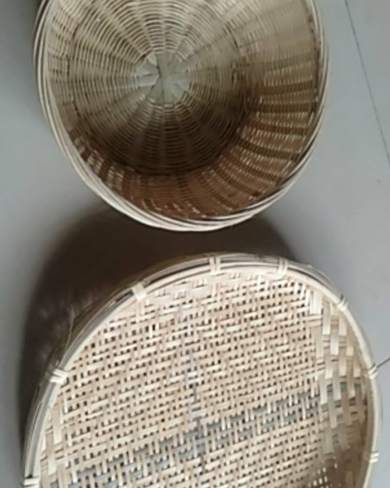 纯手工制作竹筐，竹筛
