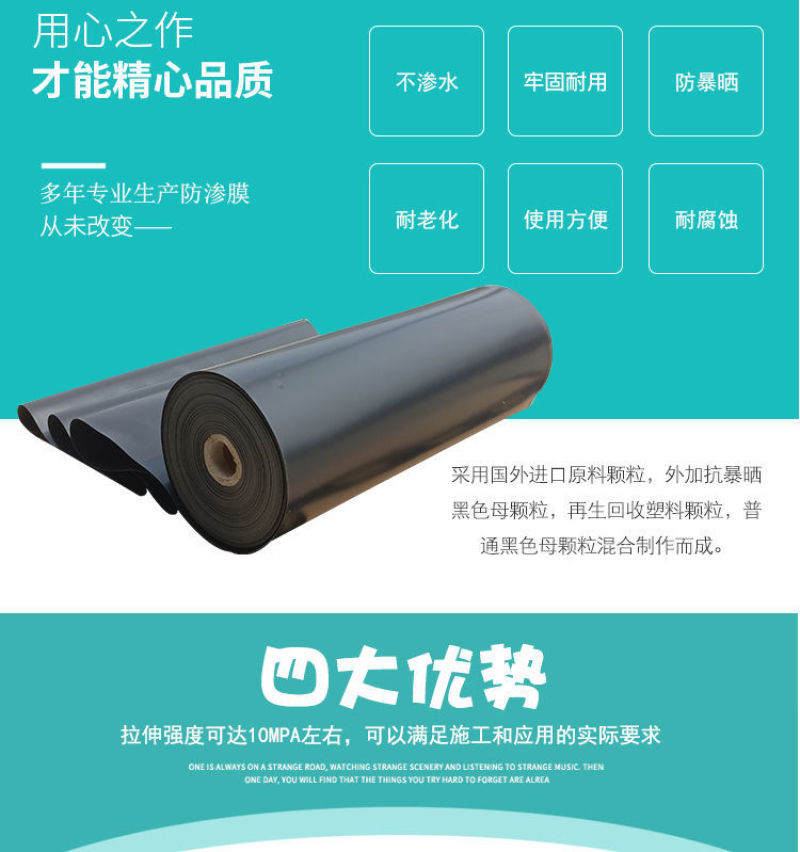 鱼塘防渗膜土工膜防水膜池塘防水布鱼池专用塑料薄膜复合膜