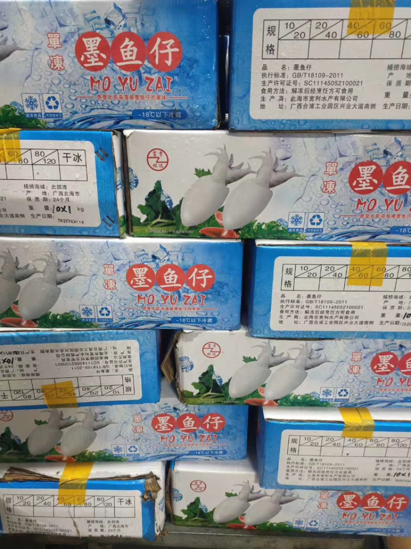 精选板冻墨鱼仔、一件12包一斤1包、厂家直销批发！