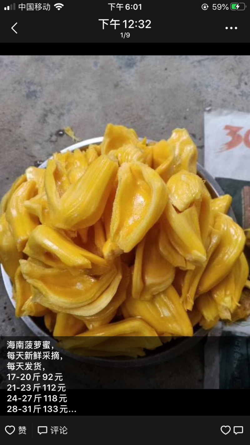 热带水果海南保亭黄肉菠萝蜜