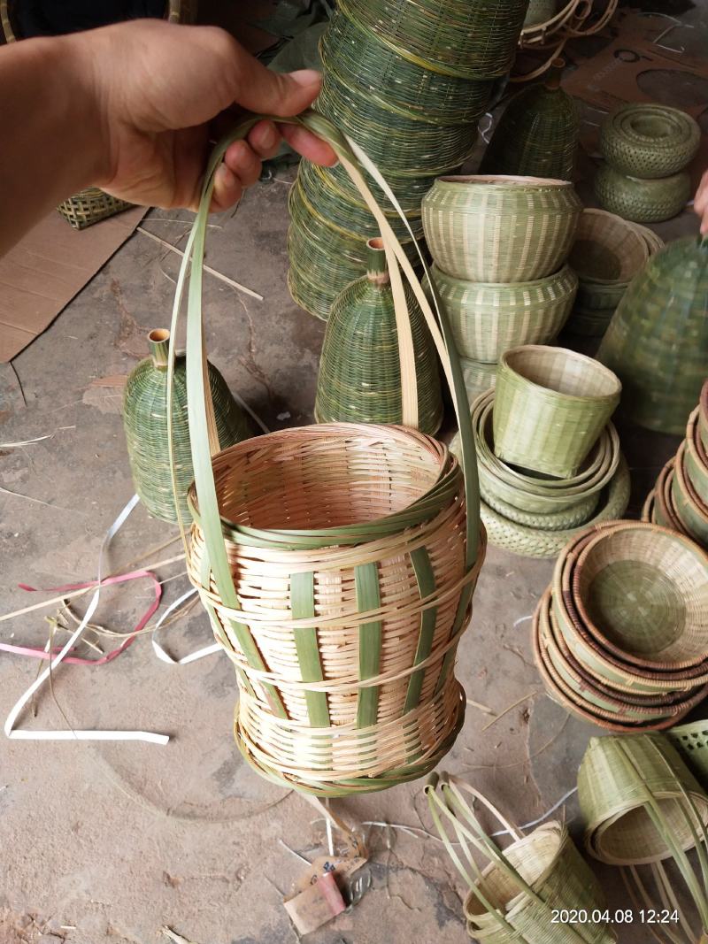竹编吊篮手工竹制品花篮手提篮