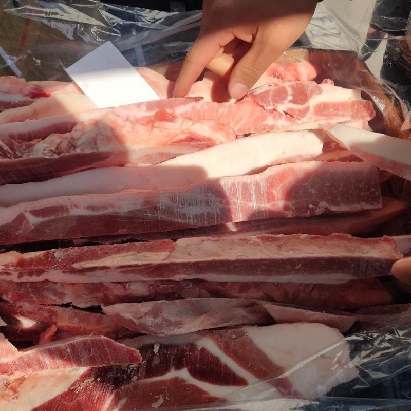 猪肉条20斤整箱批发冷冻新鲜五花肉去皮中方条五花散养