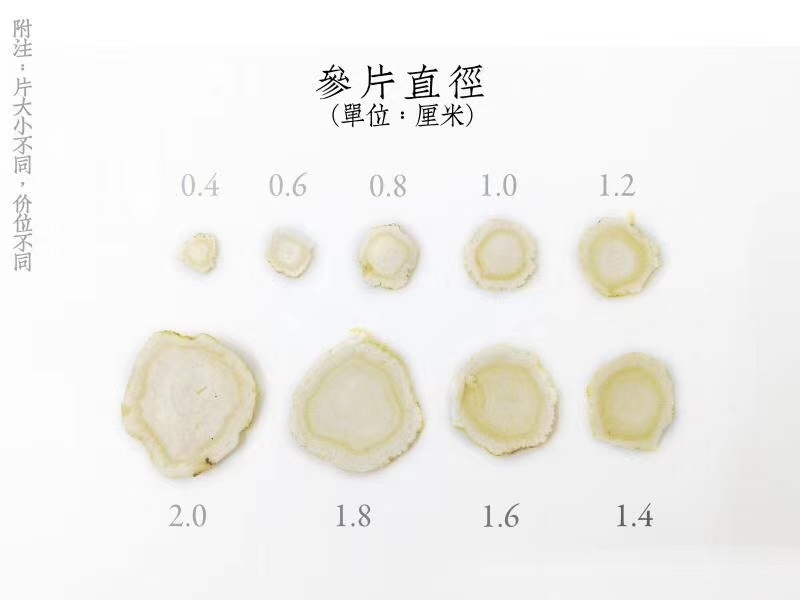 【包邮】白参片长白山生晒人参切0.6cm30