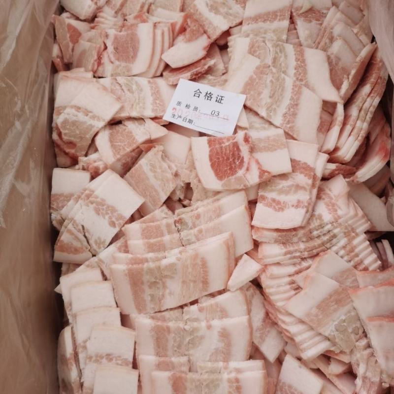 生鲜冷冻猪肉片五花肉片一箱净重20斤食堂快餐店食材所有地