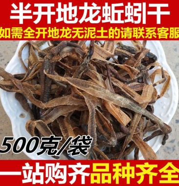 中药材小地龙蚯蚓干半开蚯蚓皮中开地龙野生地龙地龙500克