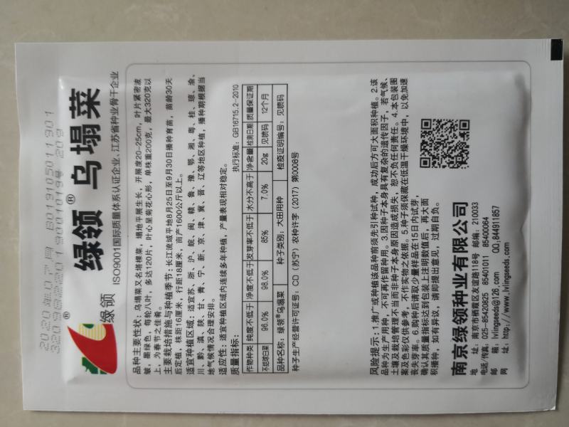绿领黄心乌菜种子金黄心种籽乌塌菜四季白菜阳台蔬菜孑黑菜秋