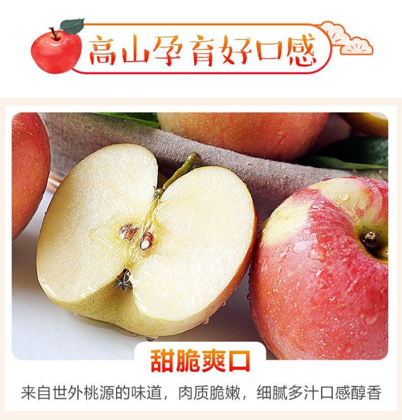 脆甜红富士苹果冰糖心新鲜水果整箱批发1不打蜡带皮包邮