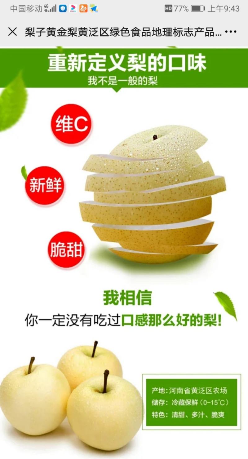 黄金梨，自家种的，不要代办费，