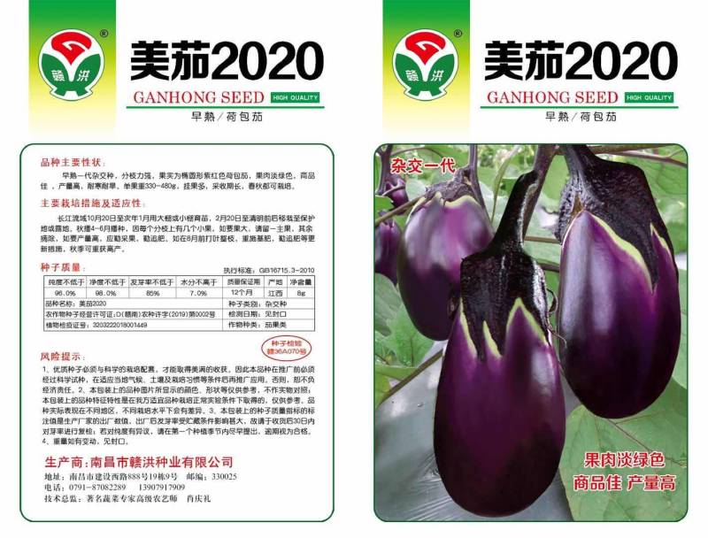 一代交配，灯泡形荷包茄，美茄2020茄子种。