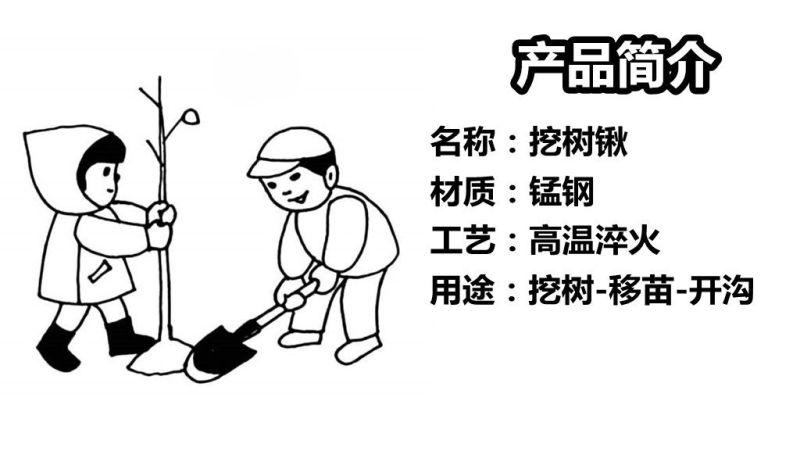 挖树锹全钢锰钢挖树铲细窄锹加厚挖坑栽树移苗锹铲园艺种植锹