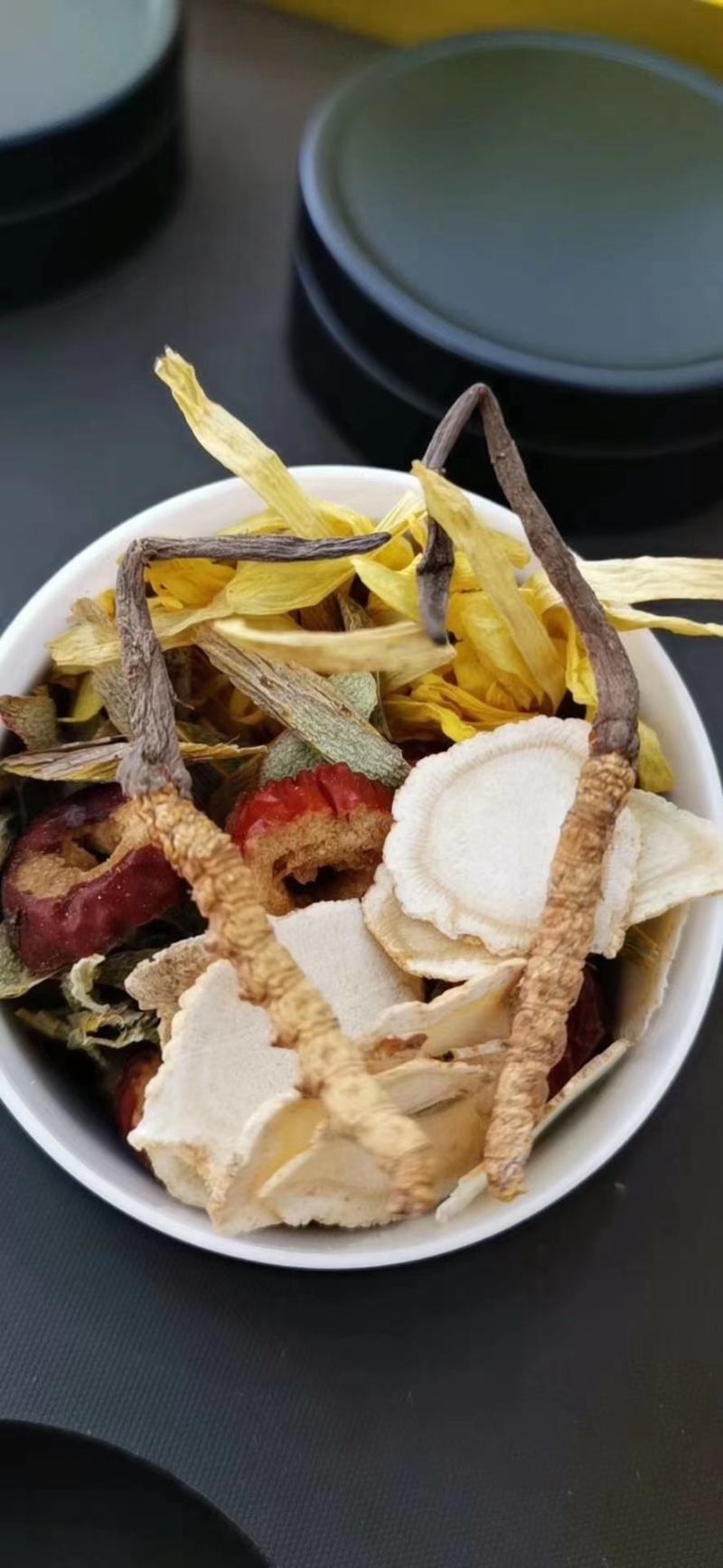 虫草石斛茶滋补养生茶西洋参菊花红枣片茶24根虫草