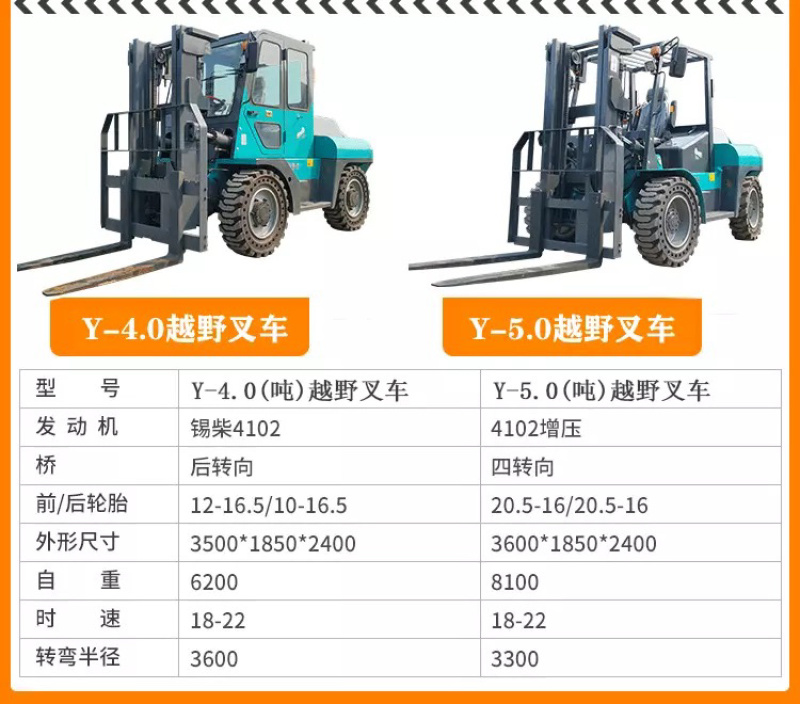 四驱越野叉车3吨5多功能一体式柴油液压搬运车手动升降内燃