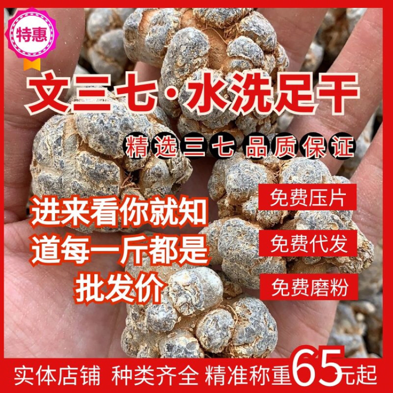云南三七自种自销精选优质水洗足干戴帽三七