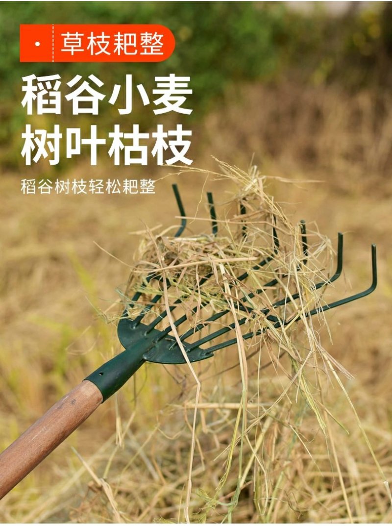 家用搂草筢子铁扒子钢耙子农具园林园艺工具树叶耙草爬草