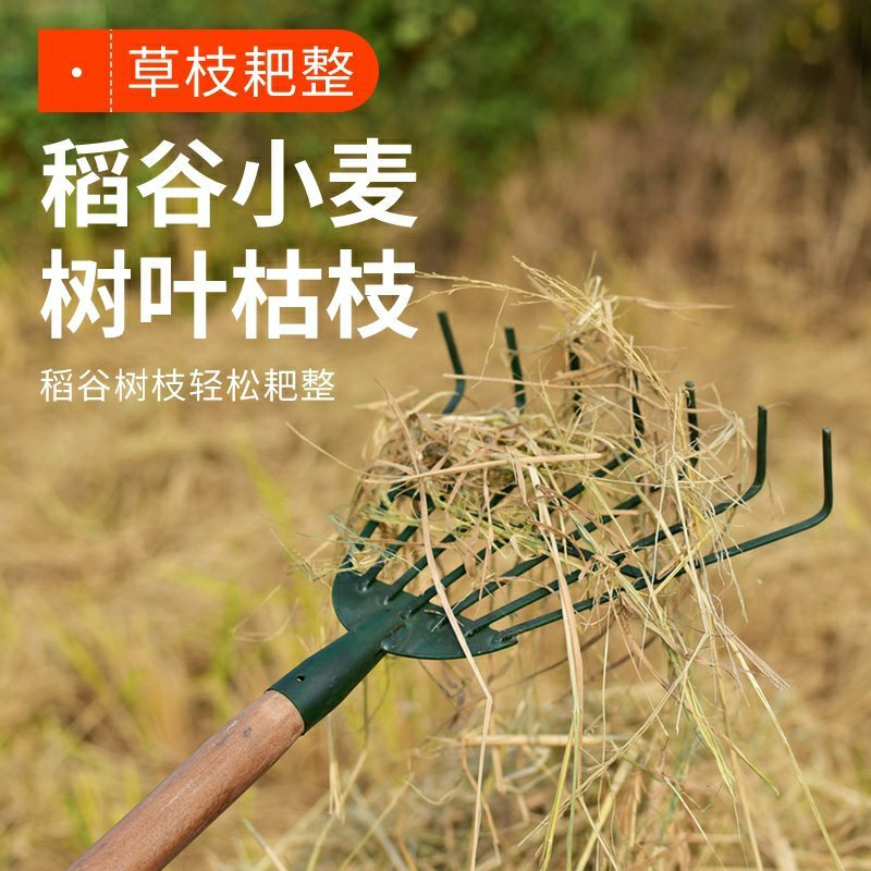家用搂草筢子铁扒子钢耙子农具园林园艺工具树叶耙草爬草