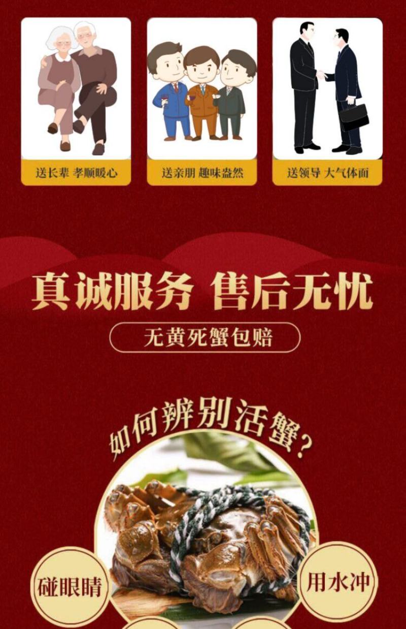 鲜活阳澄湖大闸蟹新鲜海鲜水产公母蟹六月黄大螃蟹包邮礼盒装