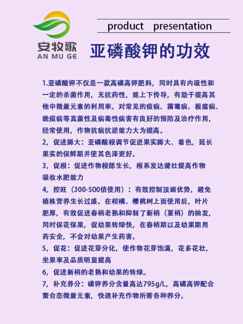 亚磷酸钾叶面肥水溶肥厂家促花控梢溃疡草莓