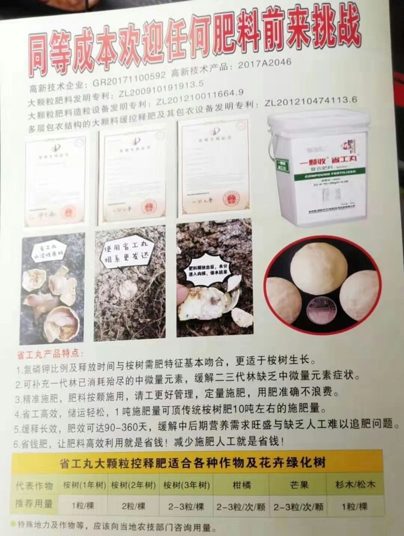 省工丸桉树果树柑橘药肥长效复合肥通用型缓释肥