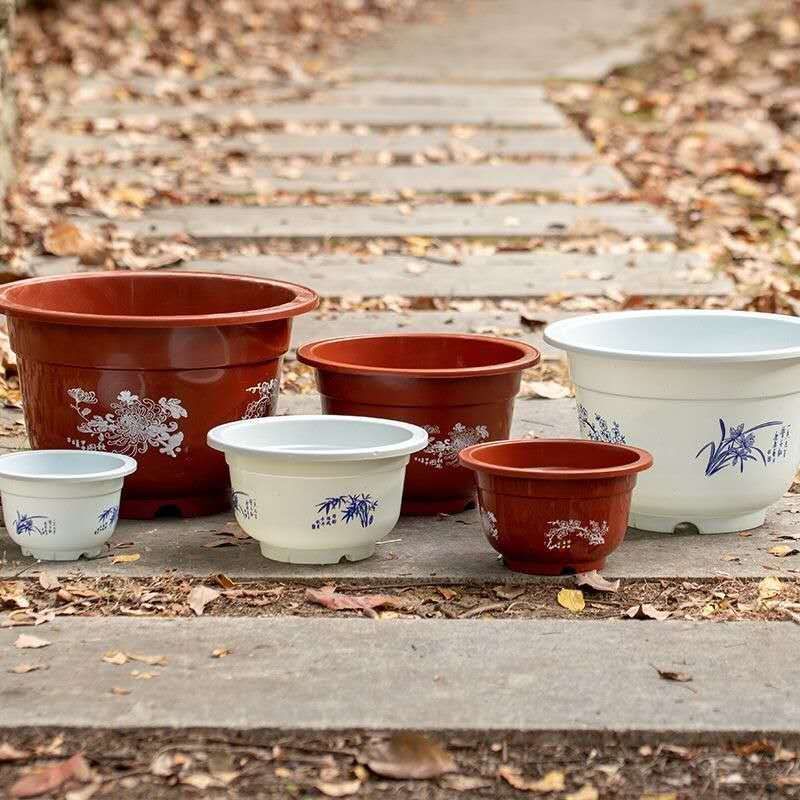 塑料花盆双色盆加厚特价家居花盆清仓处理植物种植花盆