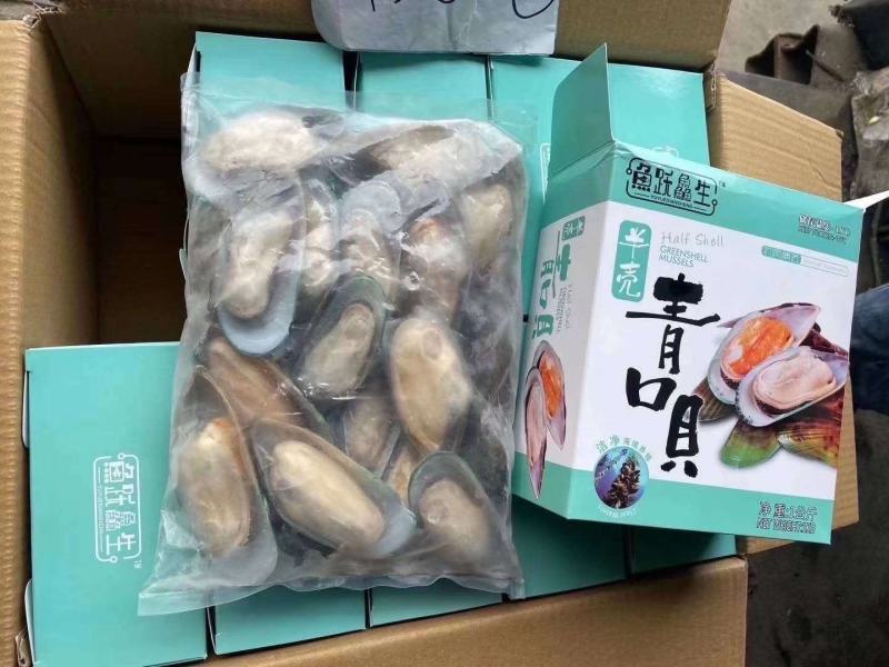 深海海捕冷冻半壳青口贝新鲜海产翡翠贻贝蓝口贝