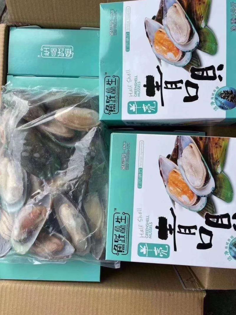 深海海捕冷冻半壳青口贝新鲜海产翡翠贻贝蓝口贝
