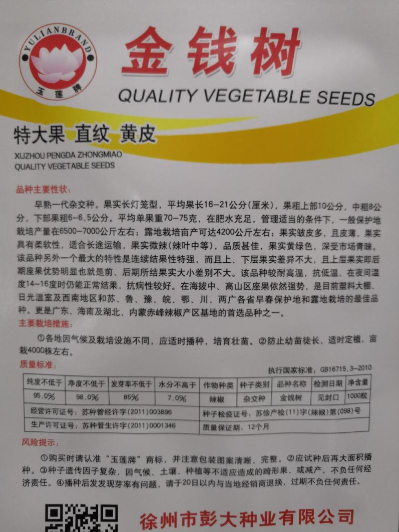 ［选购链接］薄皮辣椒种子特大果金钱树直纹黄皮辣椒泡椒种子