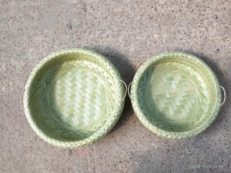 手工竹编制品收纳筐竹篮点心托盘农家圆簸箕馒头竹筐水果盘鸟