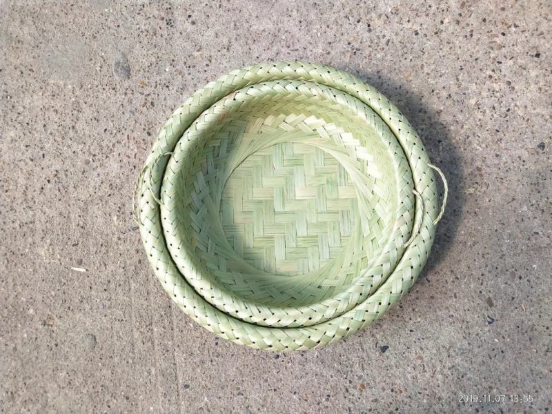 手工竹编制品收纳筐竹篮点心托盘农家圆簸箕馒头竹筐水果盘鸟