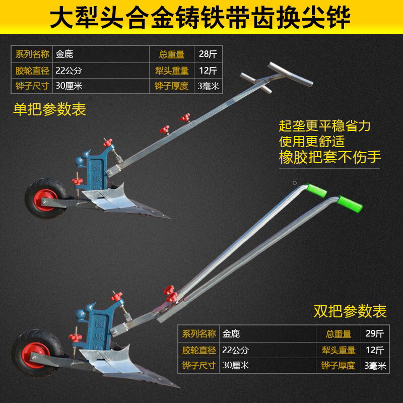 农用手拉犁开沟起垄犁小型翻地机微耕机老人耕地犁种菜翻土犁