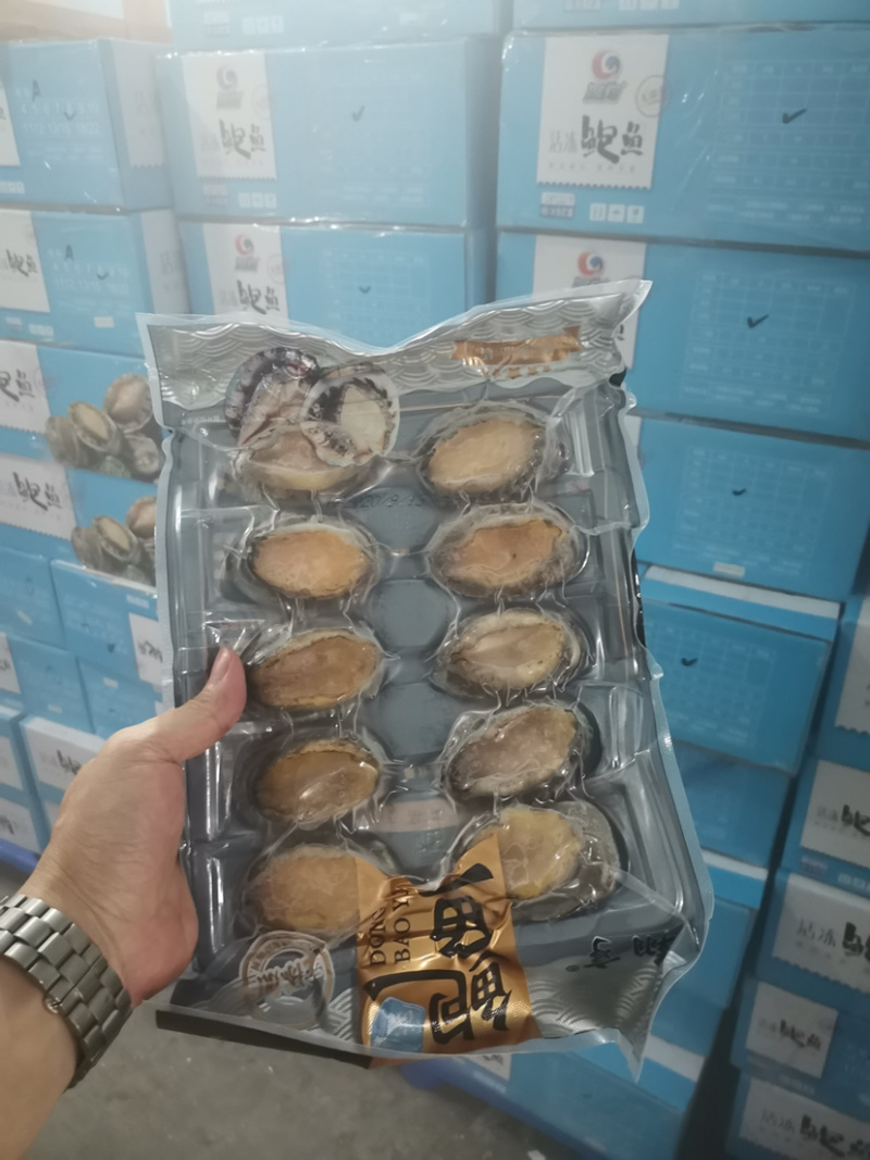 精品鲍鱼，鲜活冷冻，自主生产加工规格：6粒、8粒、10粒