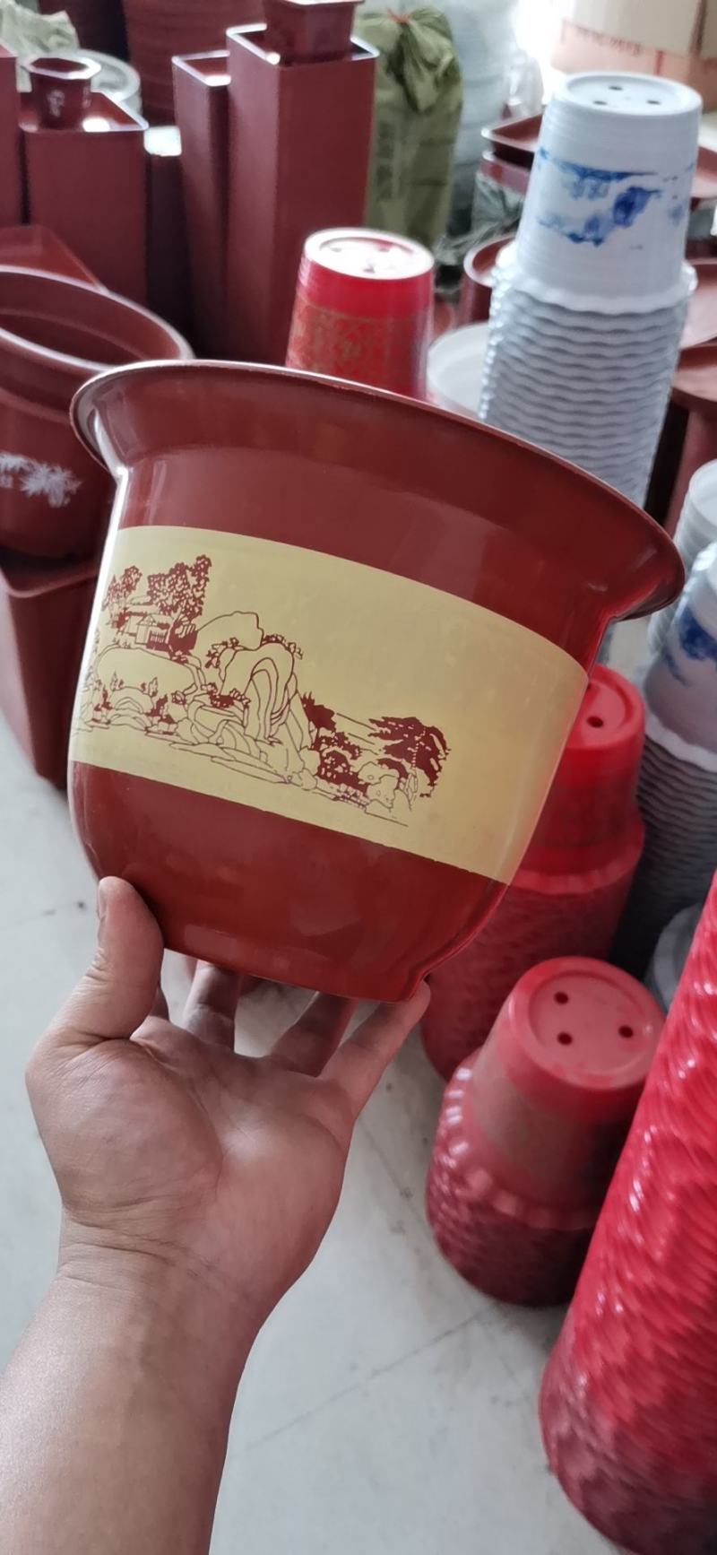 新品古典仿瓷塑料花盆阳台户外都适合