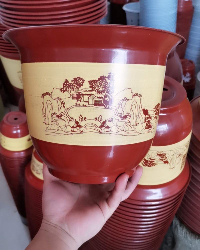 新品古典仿瓷塑料花盆阳台户外都适合